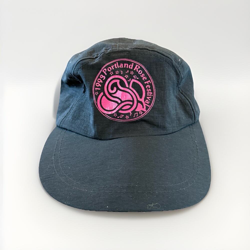 Vintage 90s Mens Black Portland Rose Festival Adjustable Strapback Hat Cap